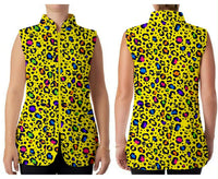 Yellow Leopard Print Grooming Zip Smock