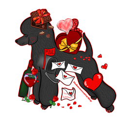 Black Valentines Day Poodle Sticker