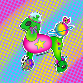 Poodle Alien Sticker