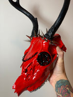 Red Embellished Deer Skull