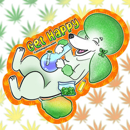 Poodle Happy Sticker