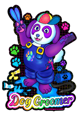 Dog Groomer Panda Holographic Sticker