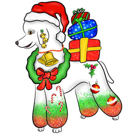 Red Poodle Christmas Sticker