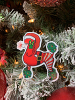 Red Christmas Poodle Christmas Sticker