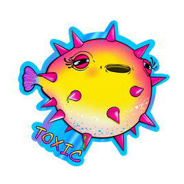Toxic Pufferfish Holographic Sticker